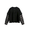 LOST PLAID LAYERED LONG SLEEVE – WASHED BLACK