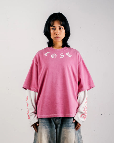 LOST LAYERED LONG SLEEVE – WASHED PINK